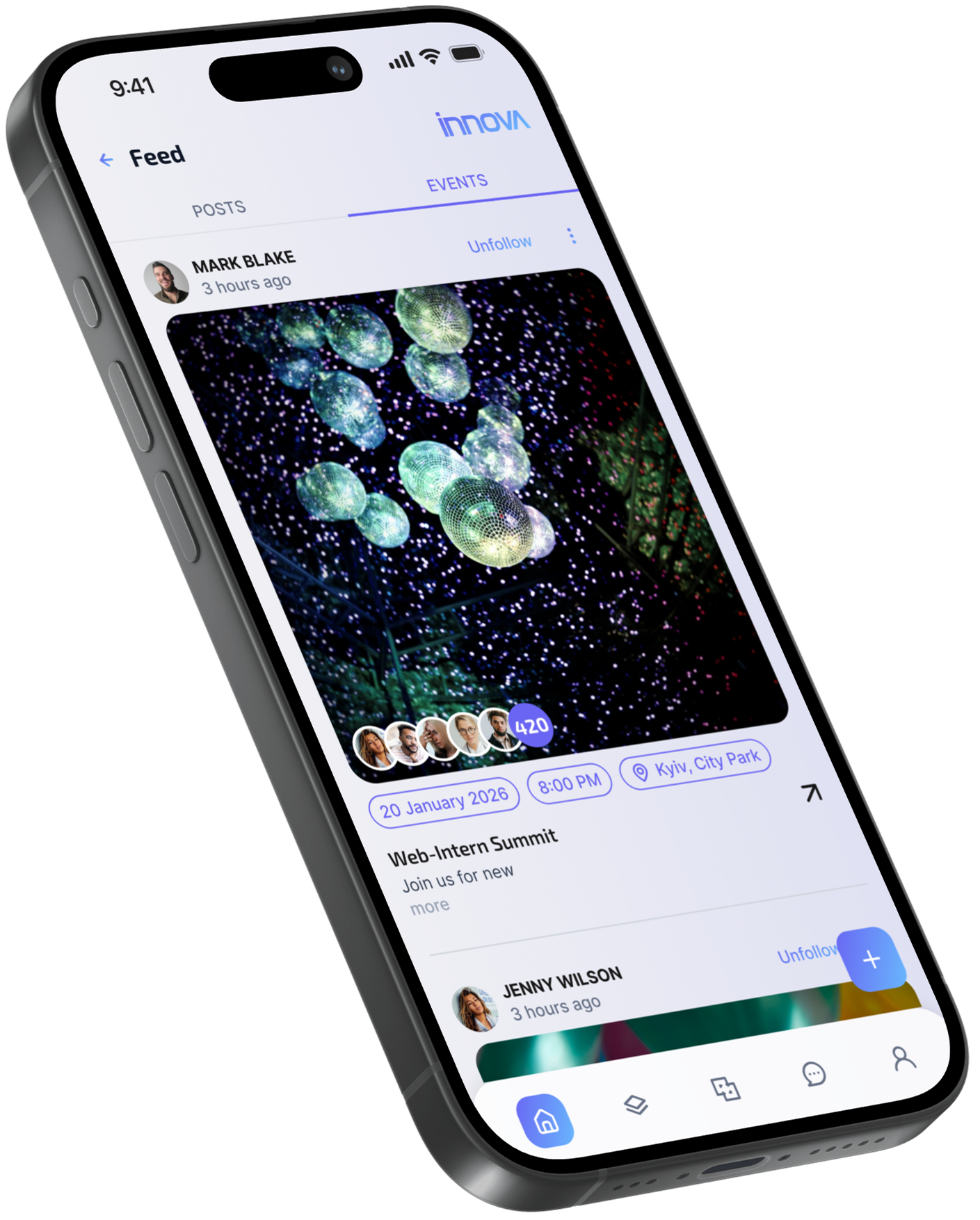 Innova app — events feed
